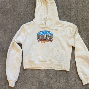 Brandy Melville LA cropped white hoodie